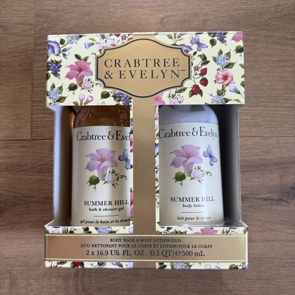 Crabtree & Evelyn Summer Hill Body Wash & Lotion Duo 16.9 oz Each • Gift Box